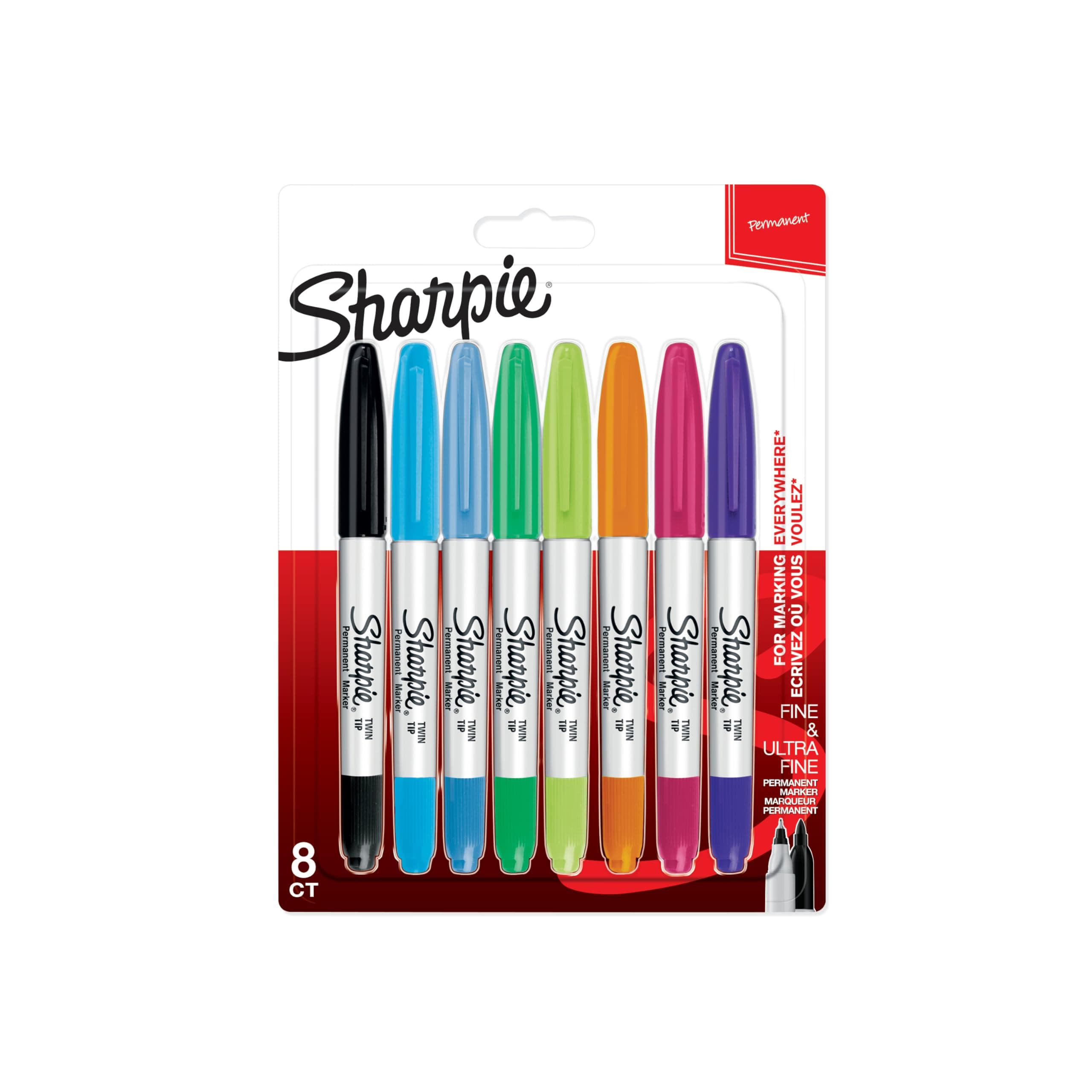Sharpie Doppelseitiger Permanent Marker | Marker Stift mit Doppelspitze (Fein & ultrafein) | gemischte Farben | 8 Stück 8 stück (1er Pack)