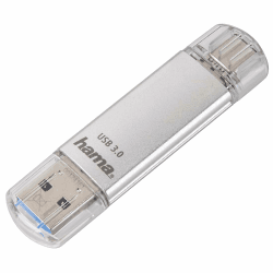 Hama 128GB USB-Speicherstick mit USB 3.0&USB 3.1-Type-C (2-in-1 USB-Stick, z.B.für Android Handy, Tablet, Computer, Notebook, MacBook, OTG, 40MB/s) USB-Typ-C Handy-Stick, Doppel Memory-Stick Silber 128 GB Angebot bei HelloDeals