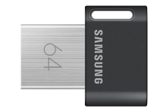 Samsung FIT Plus USB-Stick Typ-A, 64 GB, 300 MB/s Lesen, 30 MB/s Schreiben, kompakter USB 3.1 Speicherstick mit Schlüsselring, Gray, MUF-64AB/APC Single 64 GB FIT Plus