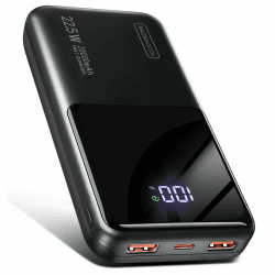 Power Bank 20000mAh 22.5W Klein Schnellladefunktion Powerbank 1 USB-C 2 USB-A Mini Externe Handyakkus LCD Display Akkupack für iPhone 17 16 15 14 13 Smartphones Travel Camping Outdoor etc (black01) Angebot bei HelloDeals