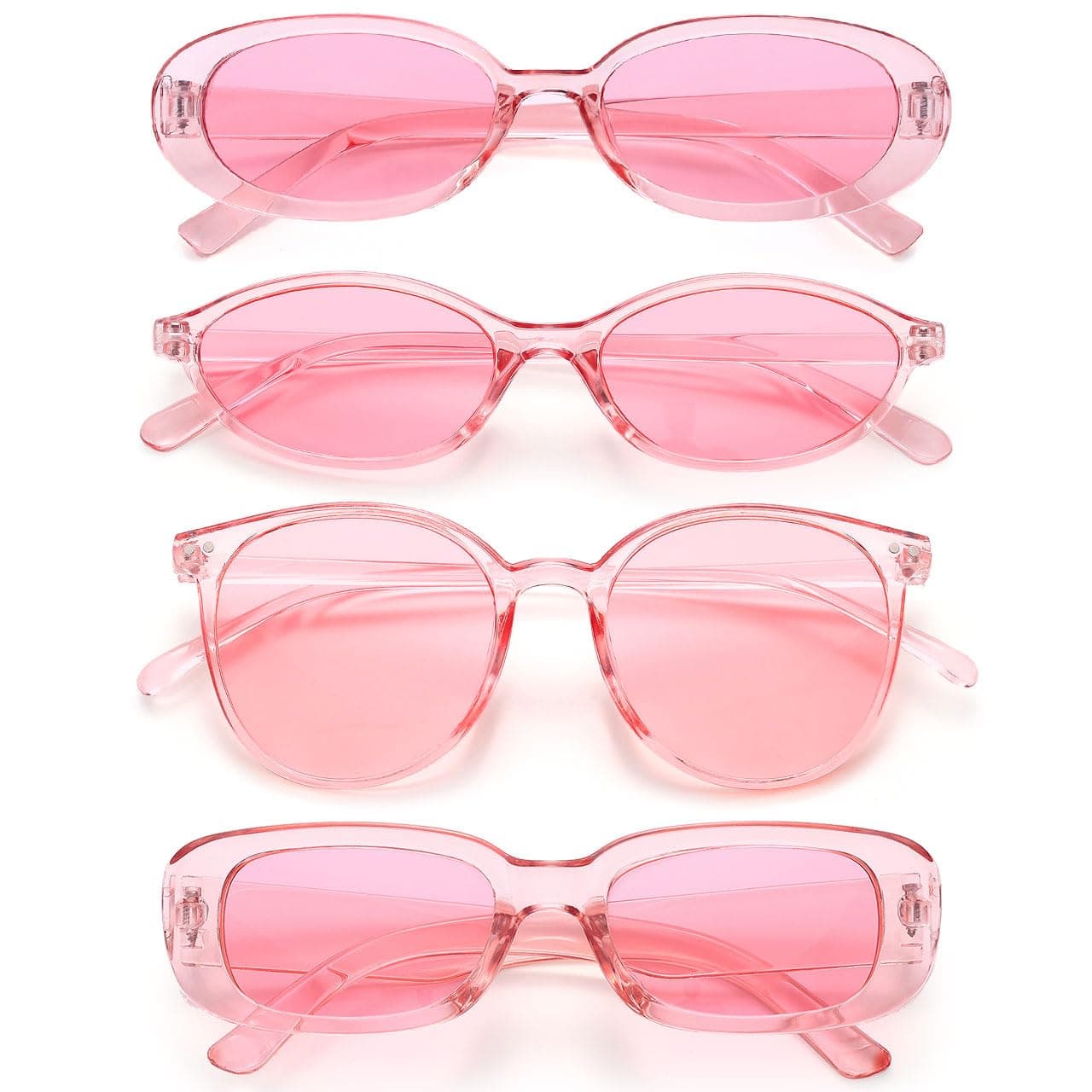 Dwenarry Sonnenbrille Party Vintage Sonnenbrillen Set für Herren Damen Brille Retro 90er Lustige Party Brillen Frauen 4 Stücke Sonnenbrille Rosa Angebot bei HelloDeals