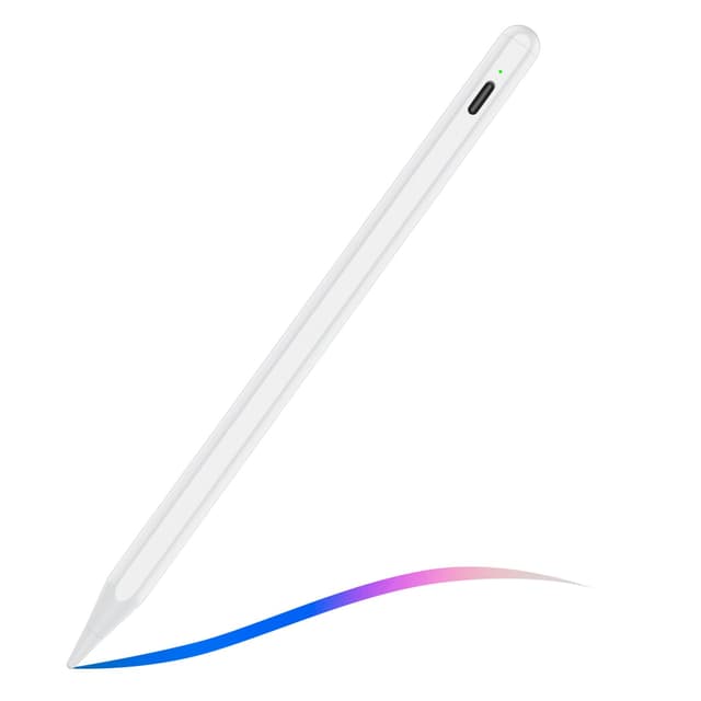 Stift für Apple iPad 2018-2025, 12 Stunden Akkulaufzeit, USB-C-Schnellladung, Handflächenschutz, Bleistift für iPad 11/10/9/8/7/6, Air 3/4/5/M2/M3, Pro M4/M2/M1 (11/12,9/13 Zoll), Mini 5/6 Weiß