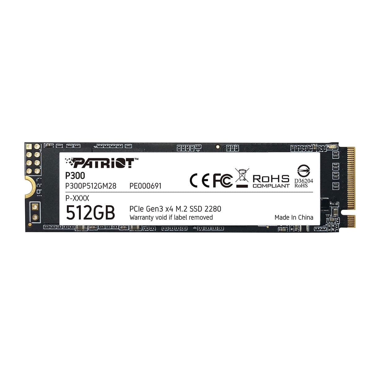 Patriot P300 512GB Interne SSD - NVMe PCIe Gen 3x4 - M.2 2280 - Solid State Drive - P300P512GM28 512 GB