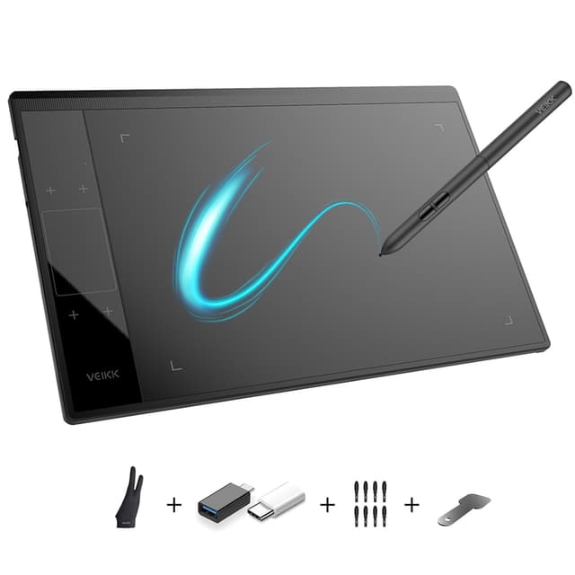 Drawing Tablet VEIKK A30V2,10x6 Zoll Grafiktablett mit 8192 Druckstufen Stift,Zeichentablett mit 4 Sensortasten und einem Gestenpad,Das fur Zeichnung/Design/Online-Bildung/Bearbeitung