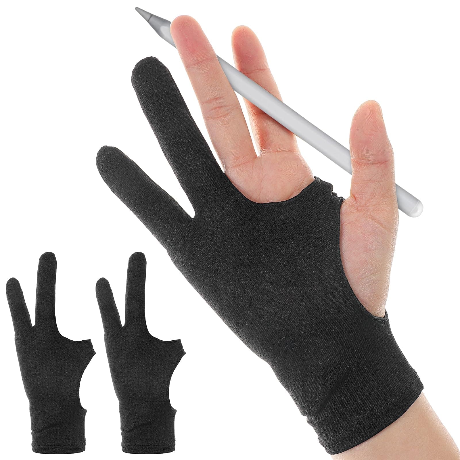 2 Stück Zeichenhandschuh Drawing Glove Handschuhe Zeichnen Tablet Antifouling Handschuh für Grafiktablett Zeichnen Künstler Handschuh Elastisch Digitale Zeichenhandschuh M