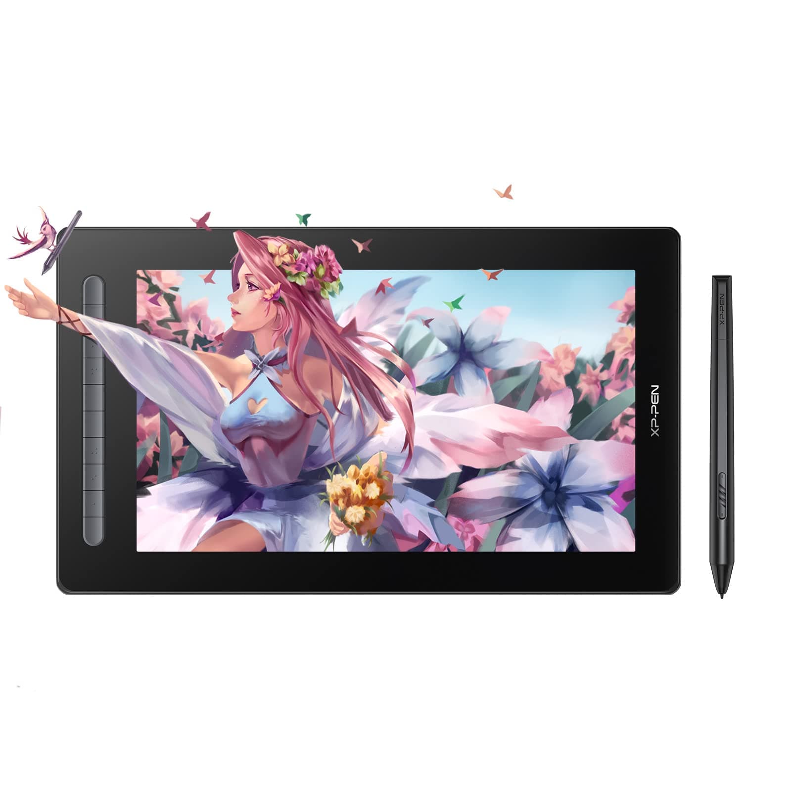XP-PEN Artist 16 2. Generation Grafiktablett 15,4 Zoll Grafikmonitor, X3 Smart-Chip Stift mit 10 Schnellzugriffstasten, 127% sRGB Farbraum, Drawing Display zum Skizzieren, Zeichnen Schwarz