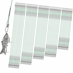 Realure 50 Stücke Stahlvorfach Hecht Angeln Set mit Wirbel & Snaps, 5größen Edelstahl Fischen Angelzubehör Raubfisch, Vorfach Angeln Vorfächer zum Spinnangeln, Vorfachschnur Für Salzwasser Süßwasser Green Angebot bei HelloDeals