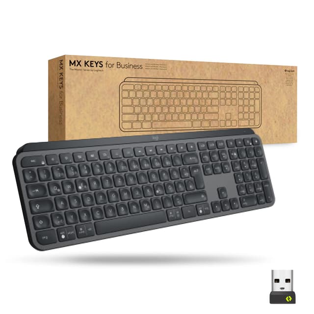 Logitech MX Keys for Business kabellose Tastatur mit Tastenbeleuchtung, leise Tasten Perfect Stroke, Logi Bolt, Bluetooth, wiederaufladbar, Windows/Mac/Chrome/Linux, Deutsches QWERTZ-Layout - Graphit