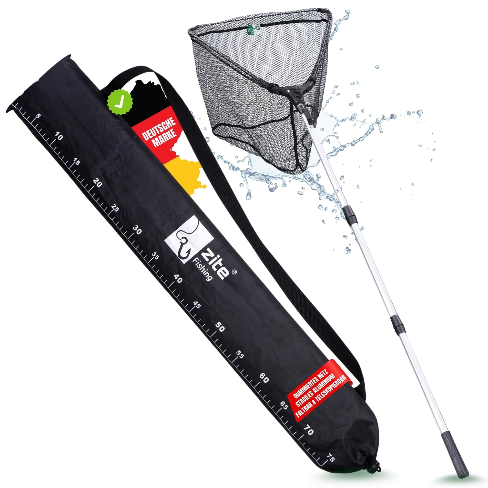 Zite Fishing Teleskop Kescher Angeln 160-210cm I Kescher gummiert, Diverse Längen erhältlich I Angel-Kescher Unterfangkescher gummiert Angelkescher-gummiert Käscher Raubfisch Kescher-Angeln-gummiert 210.0 Zentimeter