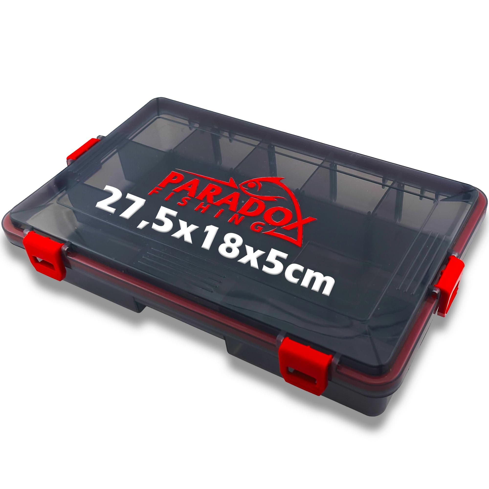 Paradox Fishing wasserdichte Köderboxen I M 27,5x18x5cm I Angelbox Köderbox Angeln Angelkoffer groß Tackle Box Angeln Angelkasten - für Angelzubehör Box M 27,5x18x5cm