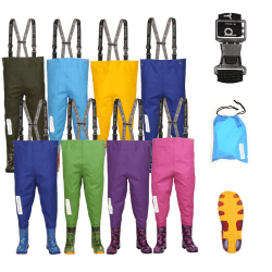 3Kamido Kinderwathose, Jugendliche Kinder Brust Wathose - 10 Modelle, verstellbare Taille, strapazierfähige Hosenträger, Schnalle Nexus, Kinder Angeln Stiefel 20 – 35 EU 34-35 Moro Grün Angebot bei HelloDeals