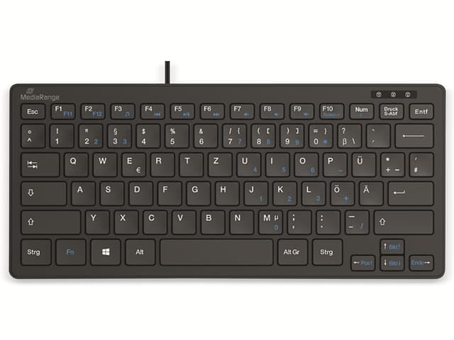 MediaRange kabelgebundene Kompakt-Tastatur mit 78 ultraflachen Tasten, QWERTZ, schwarz
