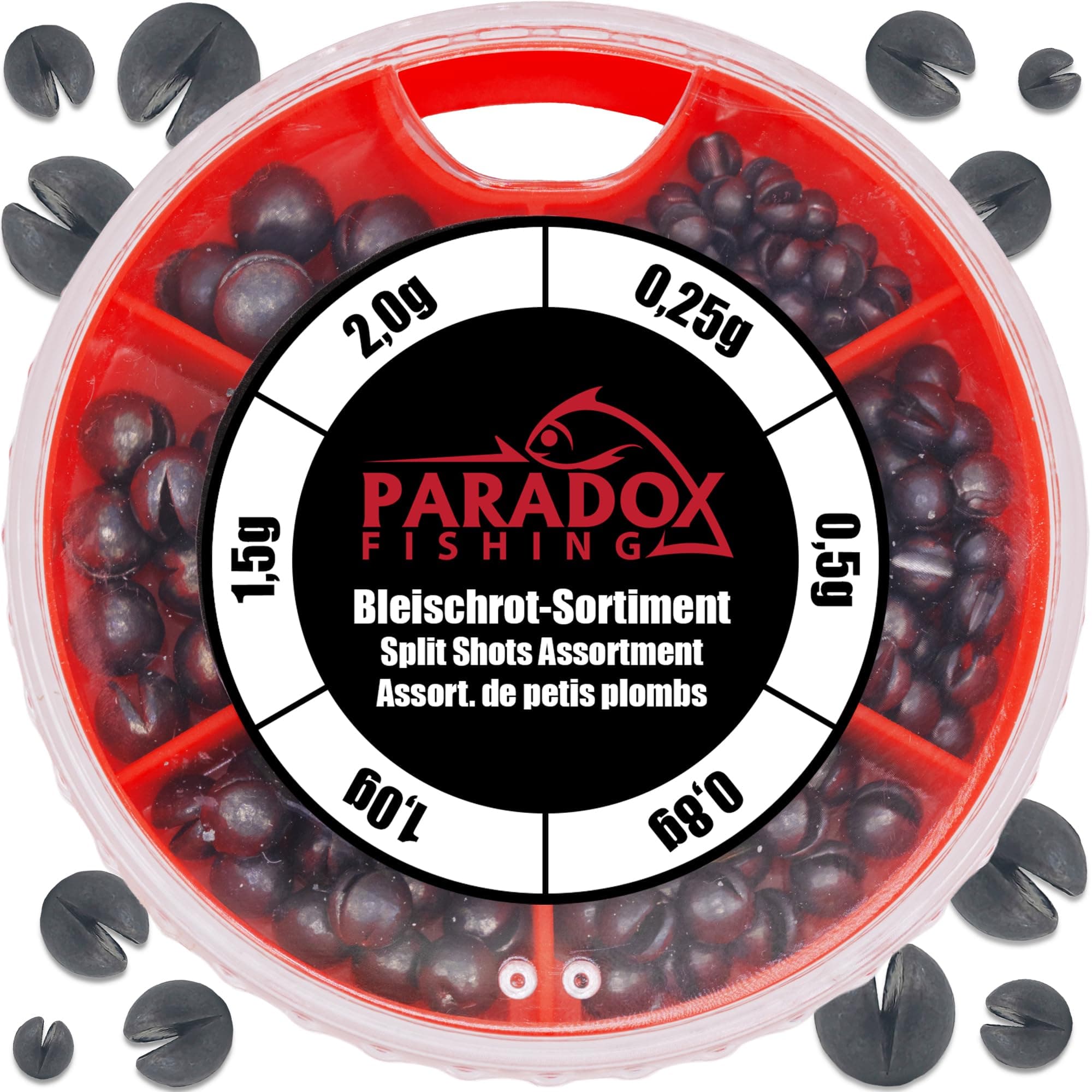 Paradox Fishing Bleischrot - Angelblei Blei Angelzubehör Schrotblei - Posen Angeln Schrotblei Set grob 0,25g-2,0g