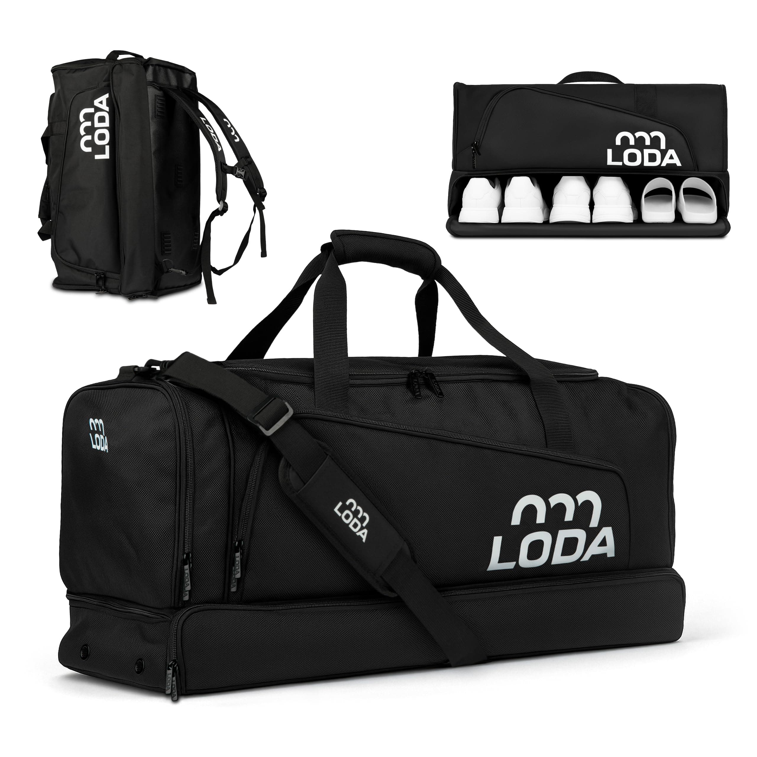 LODA Team (68L) - Sporttasche mit Schuhfach, Nassfach, Rucksackfunktion & Wertsachenfach - Perfekte Fußball-, Handball-, Trainings-, oder Fitnesstasche - Tasche für Sport, Reisen & Freizeit