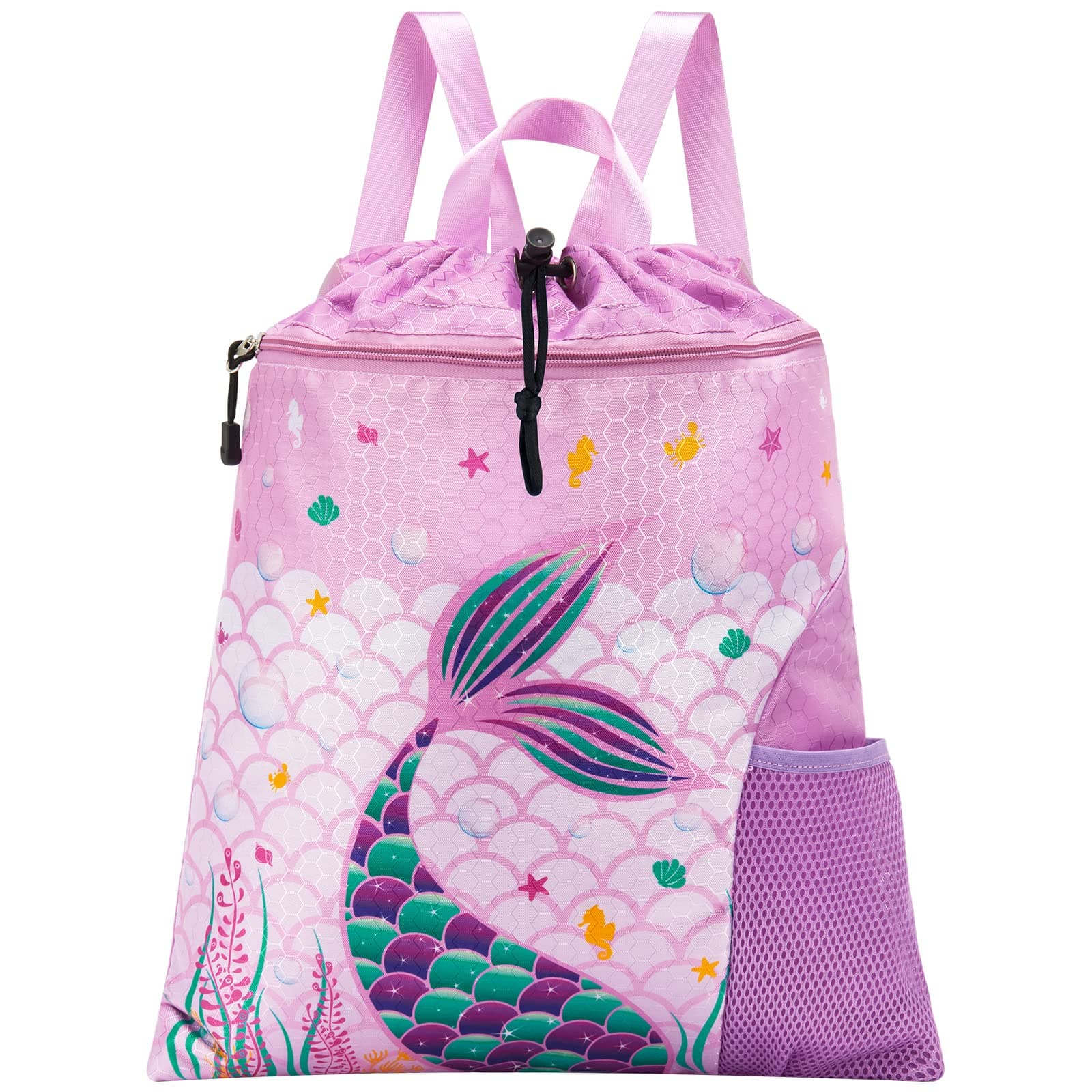 WAWSAM Gymnastik Rucksack mit Kordelzug - 38 × 45 cm Sporttasche für Kinder Wasserdichter Schwimmstrand Einkaufssack Violett