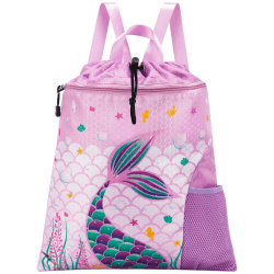 WAWSAM Gymnastik Rucksack mit Kordelzug - 38 × 45 cm Sporttasche für Kinder Wasserdichter Schwimmstrand Einkaufssack Violett Angebot bei HelloDeals