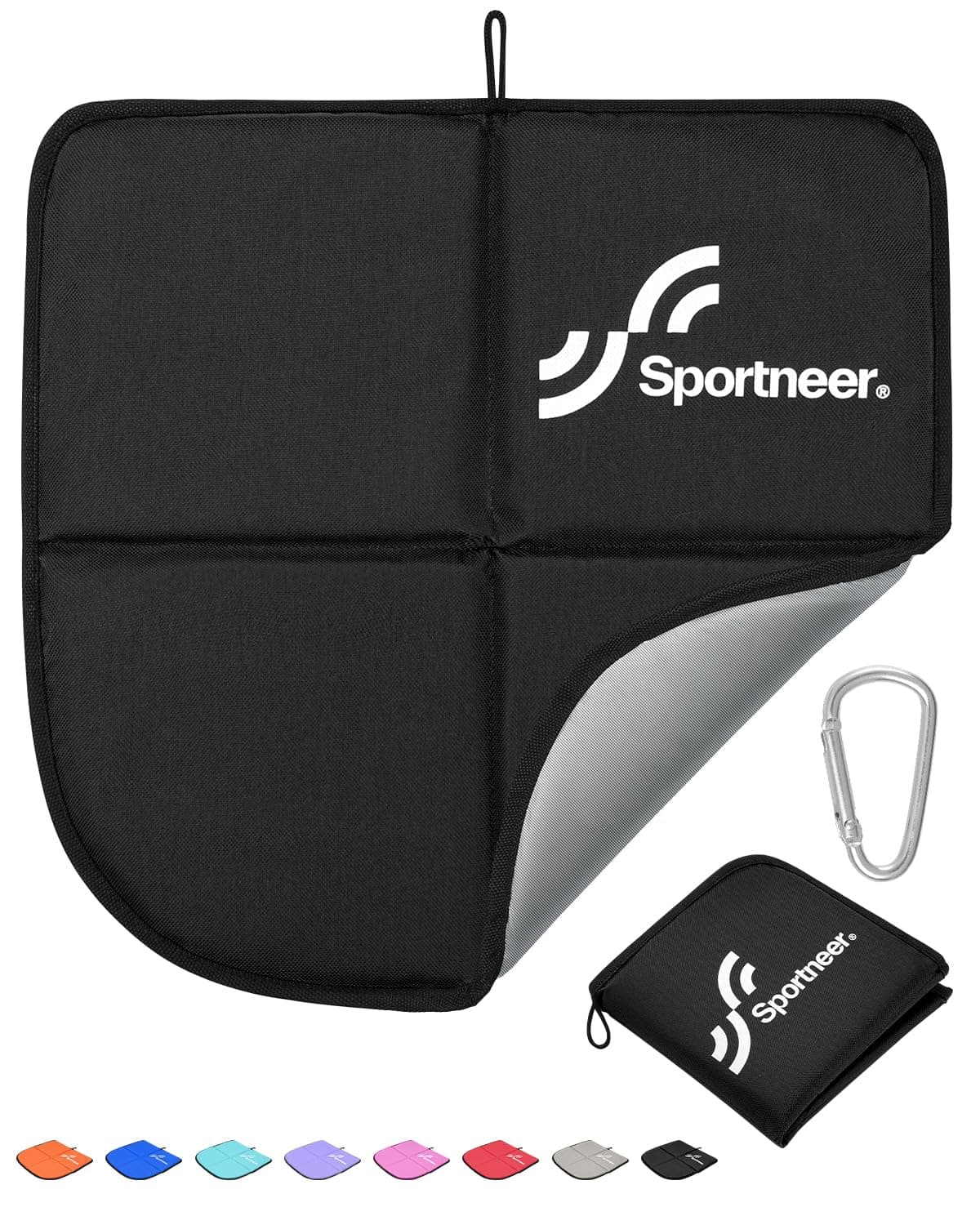 Sportneer Sitzkissen Outdoor, Sitzunterlage Outdoor Wasserdicht Oxford-Stoff Thermo Sitzkissen Faltbar FüR Camping, Wandern, Stadion Und Unterwegs，grau 1 Stück(40*40*1cm) Schwarz