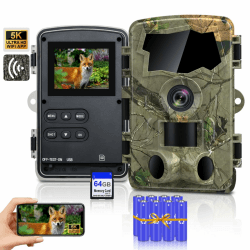 Lutranstra 5K Wildkamera WLAN, 64MP Full HD Wildkamera mit Handyübertragung App, Infrarot Wildtierkamera mit 64G SD Karte & 8*AA-Batterien, Bewegungssensor, Nachtsicht, 0,1s Auslösezeit, IP66 D909 Angebot bei HelloDeals