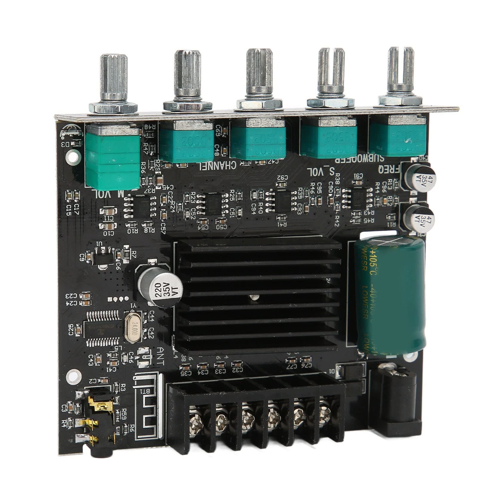 Sxhlseller ZK-MT21 2.1 Kanal Bluetooth 5.0 Amplifier-Karte, 50W X2 + 100W-Subwoofer-AMP-Modul mit Treble & Bass Control für DIY-Lautsprecher-DC 12V-24V Stereo-Audioempfänger