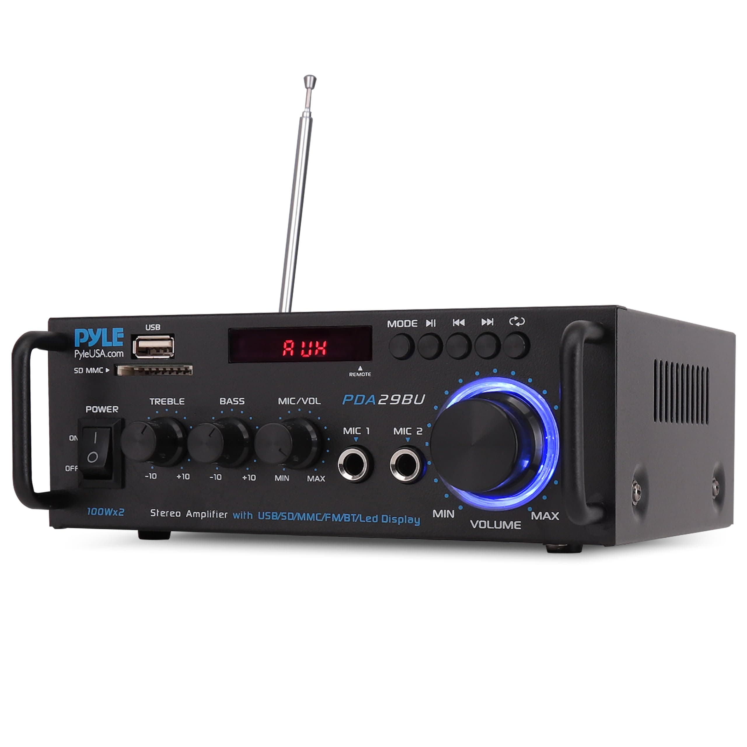 Pyle Verstärker, 200W- Stereo Verstärker, Amplifier- mit 2 Kanäle, Bluetooth Audio Receiver- mit RCA, USB, SD, MIC-Eingang, FM-Radio, Bass & Höhenanpassung, Für Zuhause, Auto, Studio & Heimkino Angebot bei HelloDeals