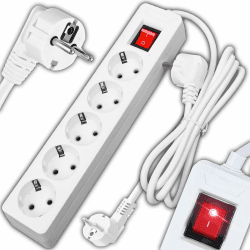 Retoo Steckdosenleiste 5-Fach, Mehrfachsteckdose mit Schalter und 5m Kabel, Überspannungsschutz, Steckerleiste mit Netz- und Winkelstecker, Verteilersteckdose für Home, Office, Weiß Angebot bei HelloDeals