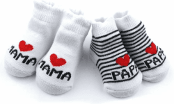 Distinct® Baby Baumwollsocken Süße Socken Ich liebe Mama + Ich liebe PaPa Neugeborenes Kleinkind Baby Sock Jungen Mädchen Cotton kleine Söckchen Geschenk (2 Paar) Angebot bei HelloDeals