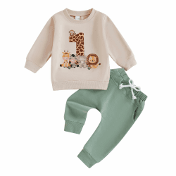 Geagodelia Baby Jungen 1. Geburtstag Kleidung Babykleidung Outfit Set Langarmshirt Sweatshirt + Hose Neugeborene Weiche Babyset 1 Jahr Zweiteiler Beige 12-18 Monate Angebot bei HelloDeals