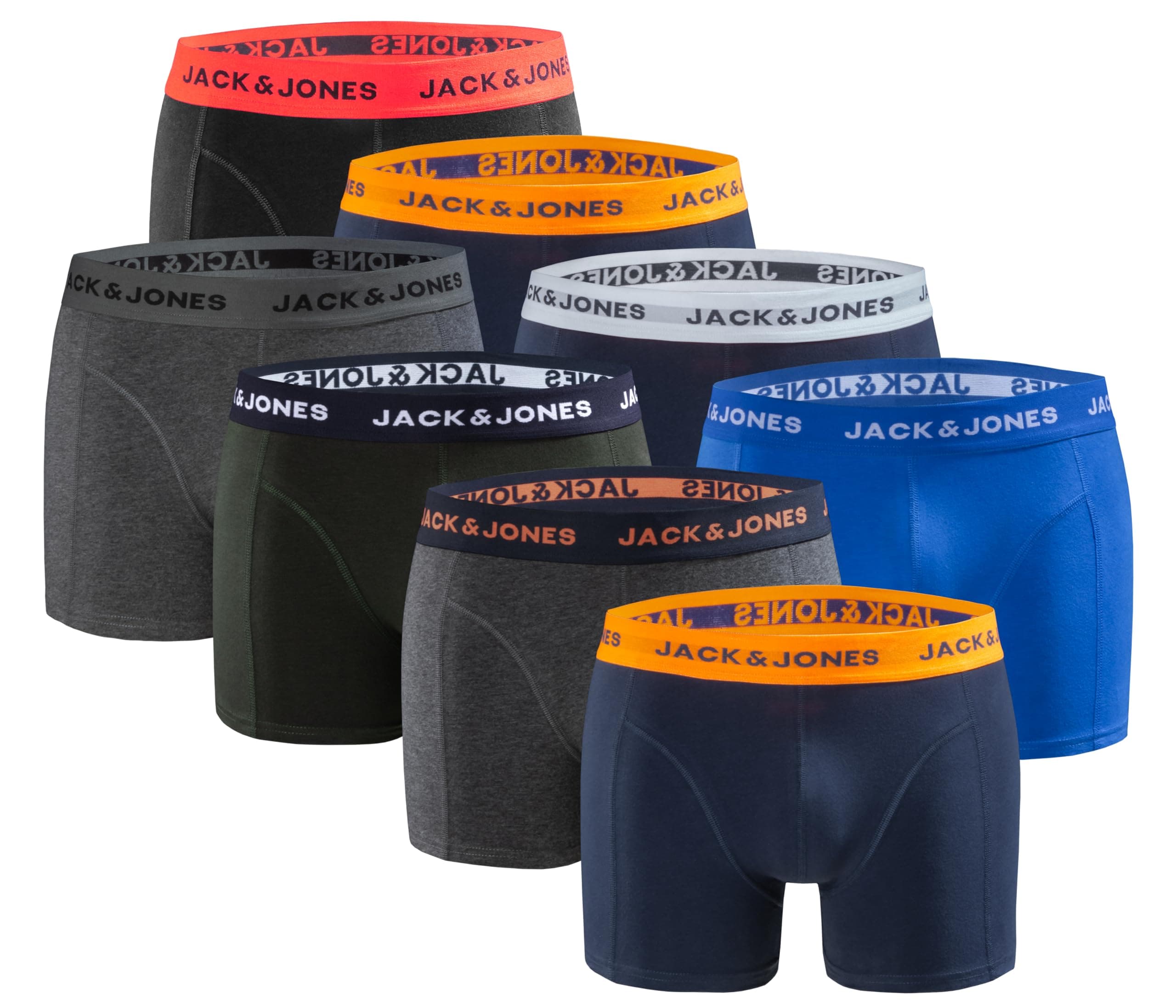JACK & JONES Herren Boxershorts 8er-Pack aus Baumwolle – eng anliegend, elastischer Bund M Color-mix Angebot bei HelloDeals