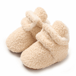 TMEOG Krabbelschuhe Baby Winterschuh Outdoor Fleece Boots Rutschfest Warme Booties Stiefel Gefütterte Neugeborene Walk Schuhe für Mädchen Jungen 0-18 Monate T Aprikose 6-12 Monate Angebot bei HelloDeals
