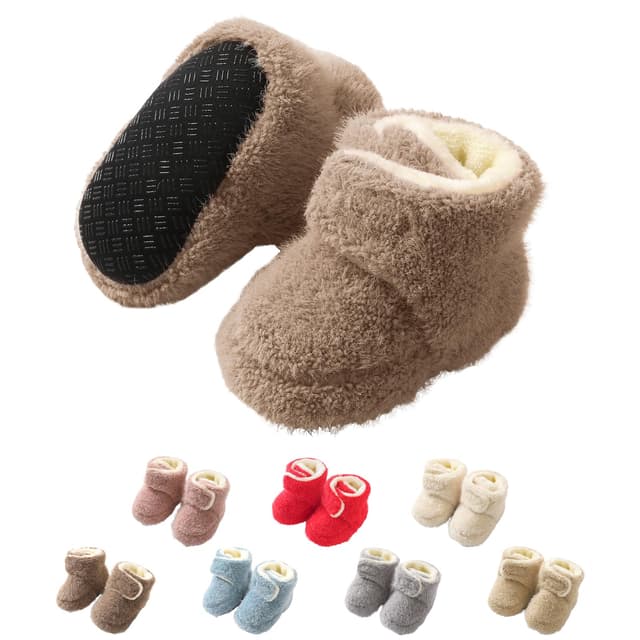 YloveM Kleinkind Baby Jungen Mädchen Booties,Unisex Neugeborene Winterschuhe Verdicken Schneestiefel Anti-Rutsch Sohle Weich Kleinkind Warm Sock Schuhe A Kaffee 6-12 Monate