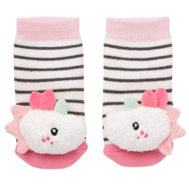 Fehn 057164 Rasselsocken Einhorn – Flauschige Babysocken mit Einhorn-Köpfchen und Rassel-Funktion – Fördern Motorik & Sinne – Für Babys zwischen 0 und 12 Monaten – Größe: 12 cm