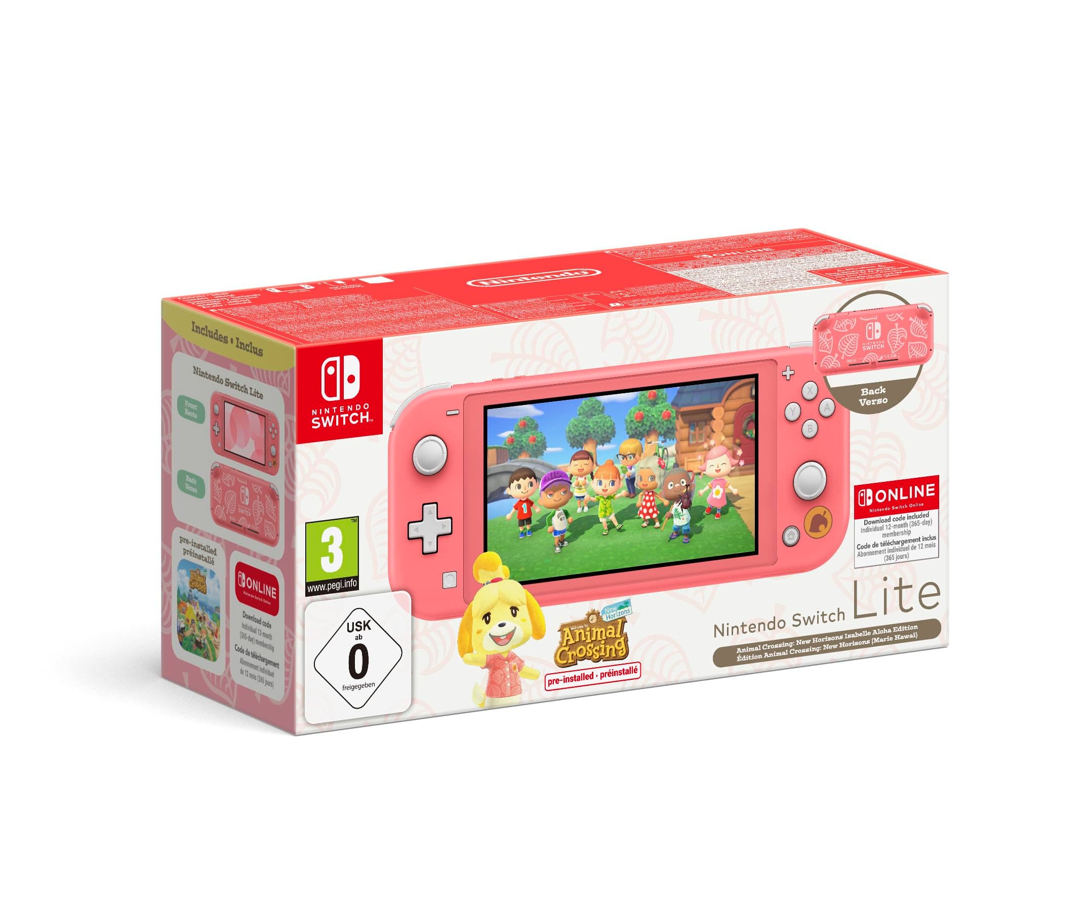 Nintendo Switch Lite Animal Crossing: New Horizons Melinda -Edition + Nintendo Switch Online 12-monatige Einzelmitgliedschaft