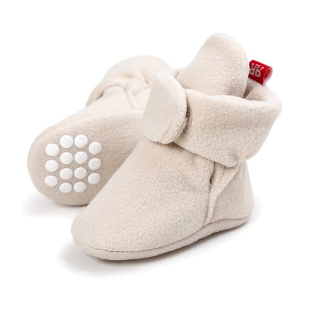 LACOFIA Kleinkind Baby Jungen Mädchen rutschfest Weiche Sohle Slipper Stiefel Winter Krabbelschuhe 6-12 Monate A Beige
