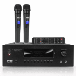 Pyle Verstärker, AV Receiver, HiFi Verstärker, Bluetooth Verstärker, Stereo Verstärker- 1000W 5.2 Kanäle mit 2 UHF Kabellosen Mikrofonen, Amplifier, MP3/USB/HDMI/AM/FM Radio, für Heimkino & Karaoke PT888BTWM - EU