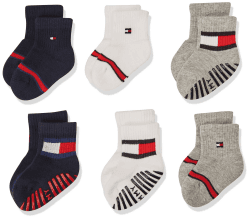 Tommy Hilfiger Unisex Baby Crew Socken (6er Pack) 19-22 Weiß / Grau / Marineblau Angebot bei HelloDeals