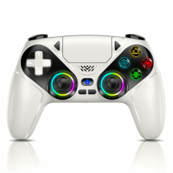 RGB Wireless Controller für PS5, Kompatibel mit PS5 Pro/Slim/PCs, Bluetooth Gamepad mit Rückenpaddel, 6-Achsen-Sensor, Dual-Vibration, 6-Achsen-Sensor, Turbo, Makro, 3,5mm Audio-Jack & Lautsprecher 01 Weiß Angebot bei HelloDeals