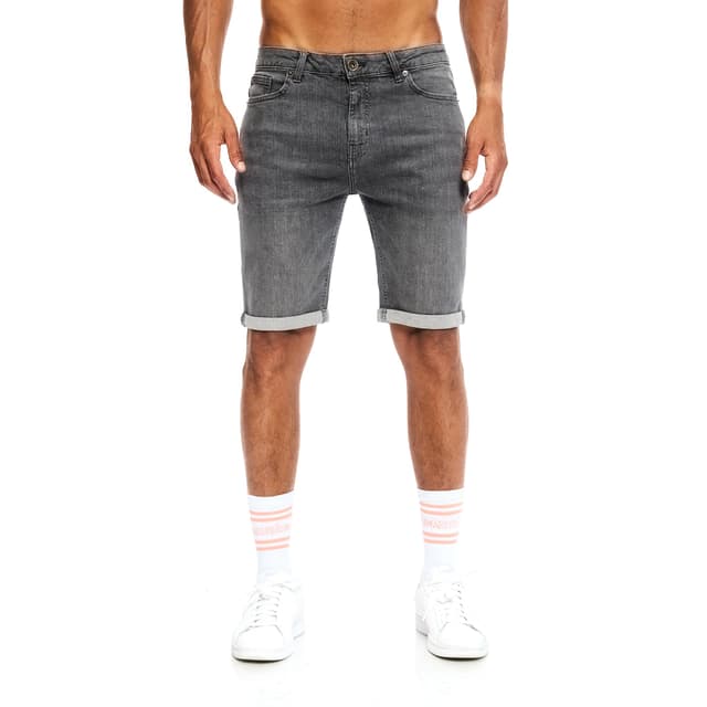 JEEL Herren Kurze Hosen - Slim-Fit Jeans-Shorts - 5-Pocket-Style - Stretch Herren-Shorts - Kurze Hose für Männer - Basic Washed 36W 4-grau