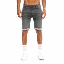 JEEL Herren Kurze Hosen - Slim-Fit Jeans-Shorts - 5-Pocket-Style - Stretch Herren-Shorts - Kurze Hose für Männer - Basic Washed 36W 4-grau