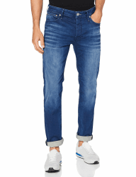 JACK & JONES Male Slim Fit mit geradem Bein JJITIM JJORIGINAL AM 782 50SPS NOOS Slim Fit mit geradem Bein 33W / 32L Blue Denim