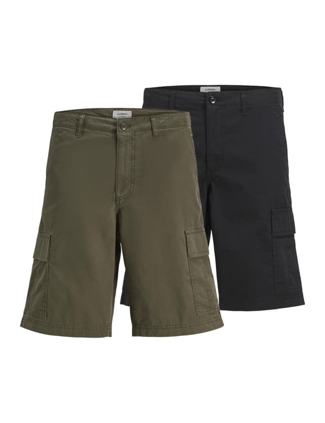 JJ REBEL Herren Jrebcarlos Rebel Cargo Short 2 Pk Mp (2er Pack) L Schwarz
