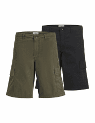 JJ REBEL Herren Jrebcarlos Rebel Cargo Short 2 Pk Mp (2er Pack) L Schwarz