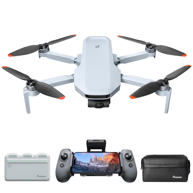 Potensic ATOM 2 GPS Drohne mit Kamera, 4K HDR-Video, 8K Foto, 10KM Übertragung, < 249g, 3-Achsen-Gimbal, AI-Folgen/AI-Nacht/QuickShots/Vertikale Aufnahmen, 3 Akkus 96 Min. Flugzeit, C0, für Erwachsene Combo