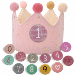 JOYUE Geburtstagskrone für Kinder, Geburtstagskrone aus Stoff mit Auswechselbaren Zahlen von 0-9, Unisex Krone für Kinder Geburtstag Party Supplies Rosa Angebot bei HelloDeals
