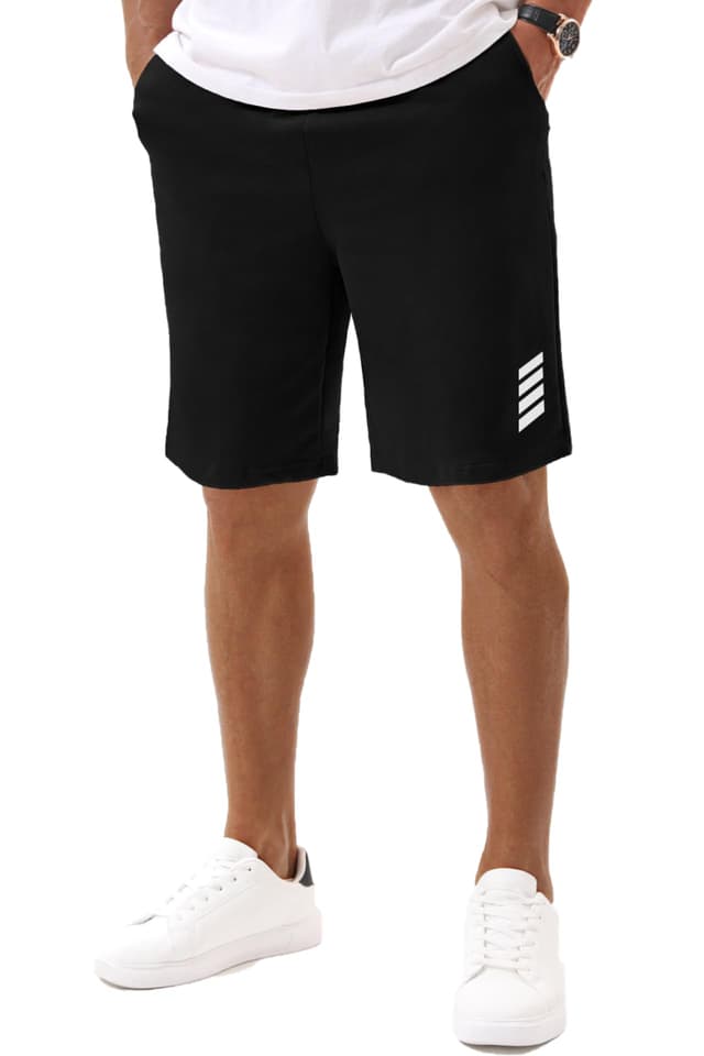 Vortewind Kurze Hosen Herren Sweatshorts Herren Baumwolle，Sommer-Sportshorts mit Taschen & elastischem Bund für Casual ，Jogging ，Training Schwarz M