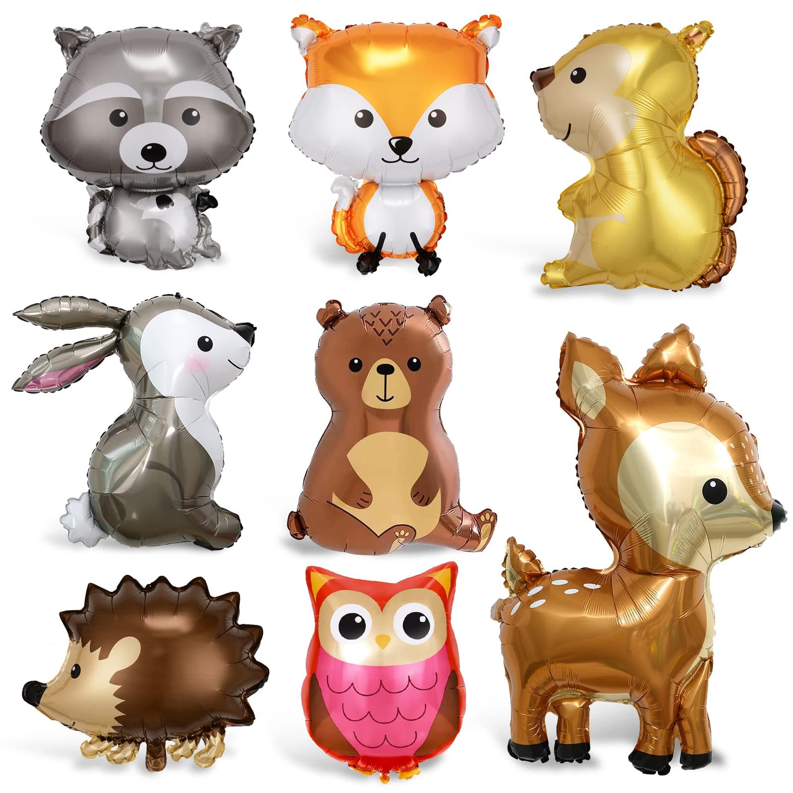 8 Stück Folienballon Waldtiere, XXL Waschbär Hirsch Eule Eichhörnchen Luftballon, Tierkopf Riesenballon, Helium Ballons Tiere, Waldtiere Ballon für Kinder Geburtstag Party Deko Geschenk Waldtiere Thema Angebot bei HelloDeals