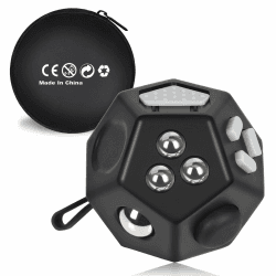 VCOSTORE Mini Fidget Stresswürfel Cube 12 Seiten, Angst Entlastung, Tragbares Anti Stress Spielzeug für Kinder und Erwachsene mit ADHS ADD OCD Autismus, Schwarz Angebot bei HelloDeals