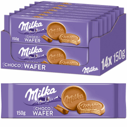 Milka Choco Wafer – Waffelkeks mit feiner Kakaocrème-Füllung, umhüllt von Alpenmilch-Schokolade – 14 x 30g Angebot bei HelloDeals