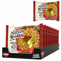 Nissin Ramen - Chinese Spiced Beef, 10er Pack, Instant-Nudeln asiatischer Art, nach chinesischen Rezeptur, schnell & einfach zubereitet, asiatisches Essen (10 x 66,8 g) Angebot bei HelloDeals