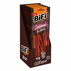 BiFi Rustic Sticks Salami - 8er Pack (8 x 80 g) - Herzhafter Salami Snack im rustikalen Stil - Proteinreicher Fleisch Snack für unterwegs Büro und Zuhause - zum Teilen Angebot bei HelloDeals