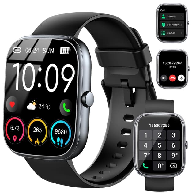 Smartwatch Herren Damen, 1,91" HD Smartwatch Damen mit Telefonfunktion, Smart Watch Fitnessuhr 113+ Sportmodi, IP68 Wasserdicht, Sportuhr mit Herzfrequenz Schlafmonitor Schrittzähler, für Android iOS Superior Schwarz